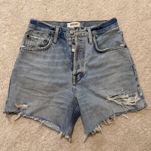 Agolde Distressed Light Blue Jean Shorts